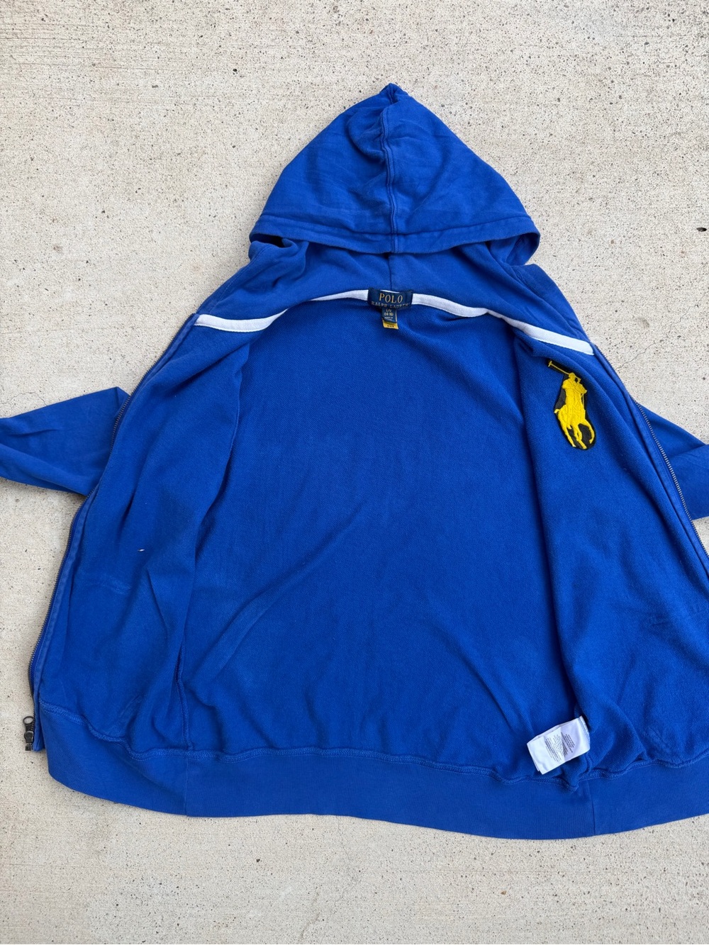 Polo Ralph Lauren Big Pony Boys Hoodie Royal Blue Full Zip Size L 14-16 - Picture 5 of 11